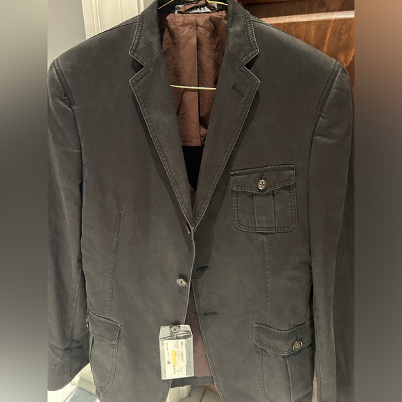 DKNY Charcoal Leather Jacket - Picture 2 of 6